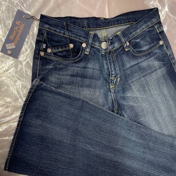 Rock and Republic Jeans New with Tags Size 27 Inseam 32 Flare Bottom - Picture 4 of 16